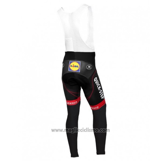 2016 Abbigliamento Ciclismo Etixx Quick Step Rosso e Nero Manica Lunga e Salopette